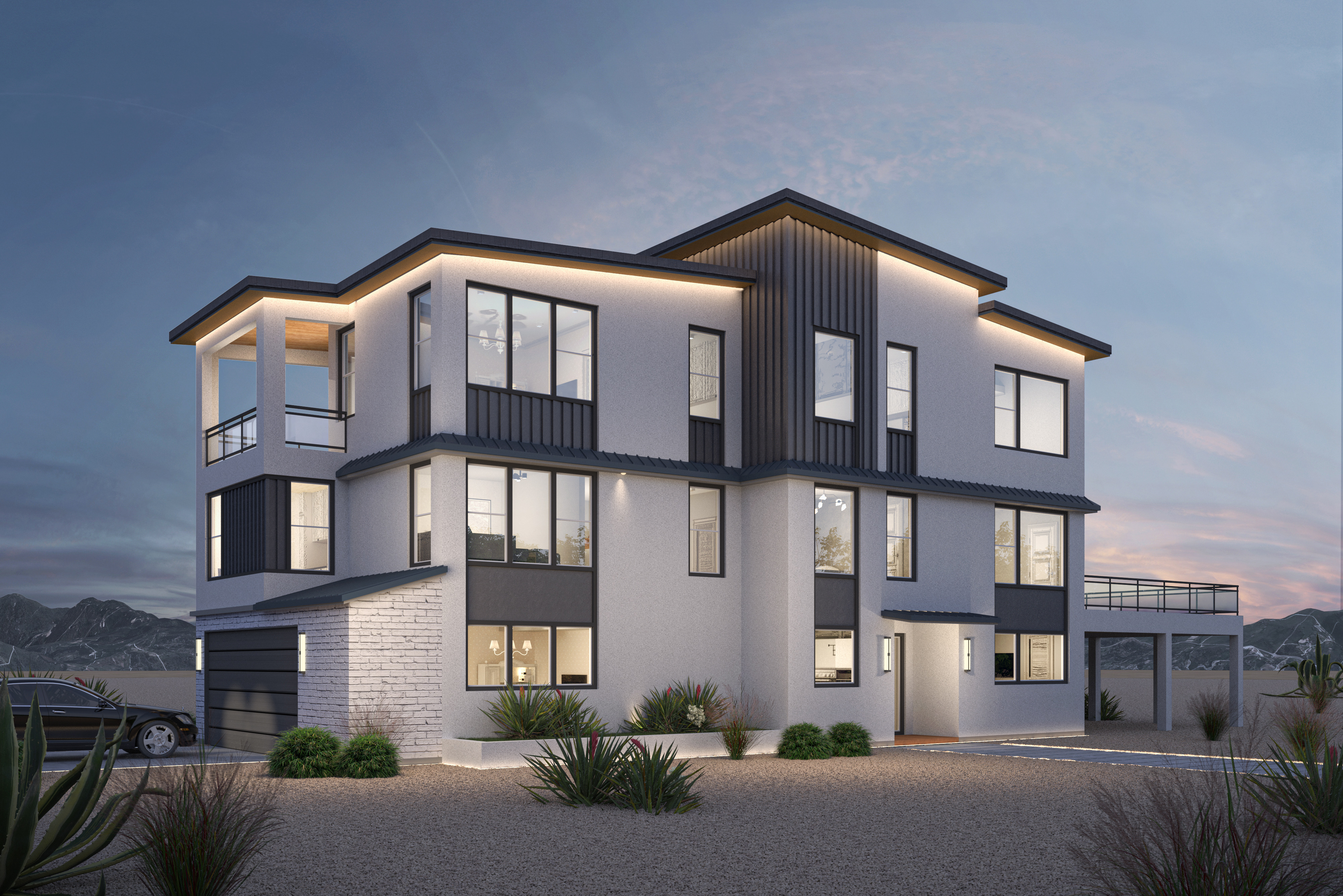 Three-story contemporary residence
