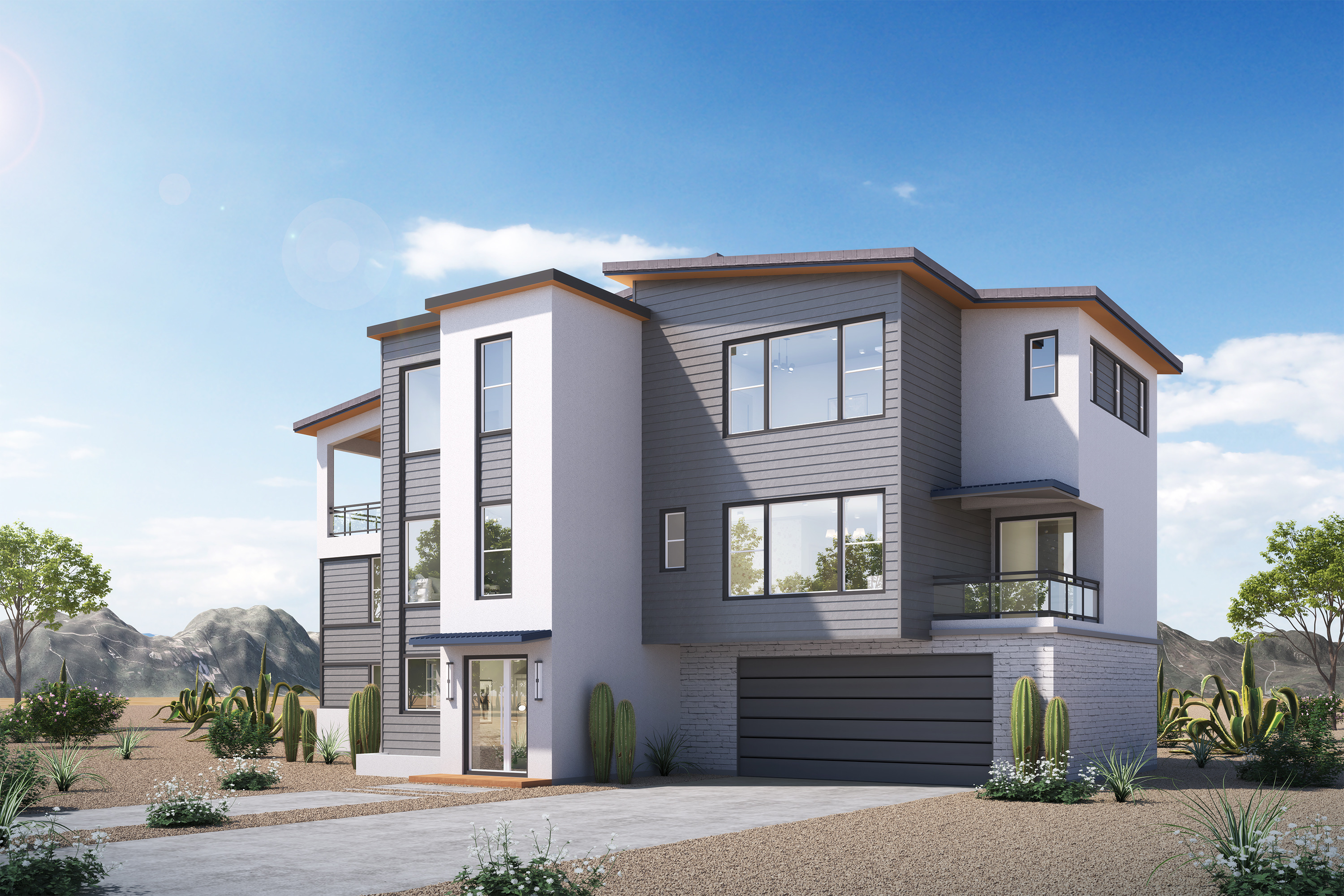 Residence with angled roof planes