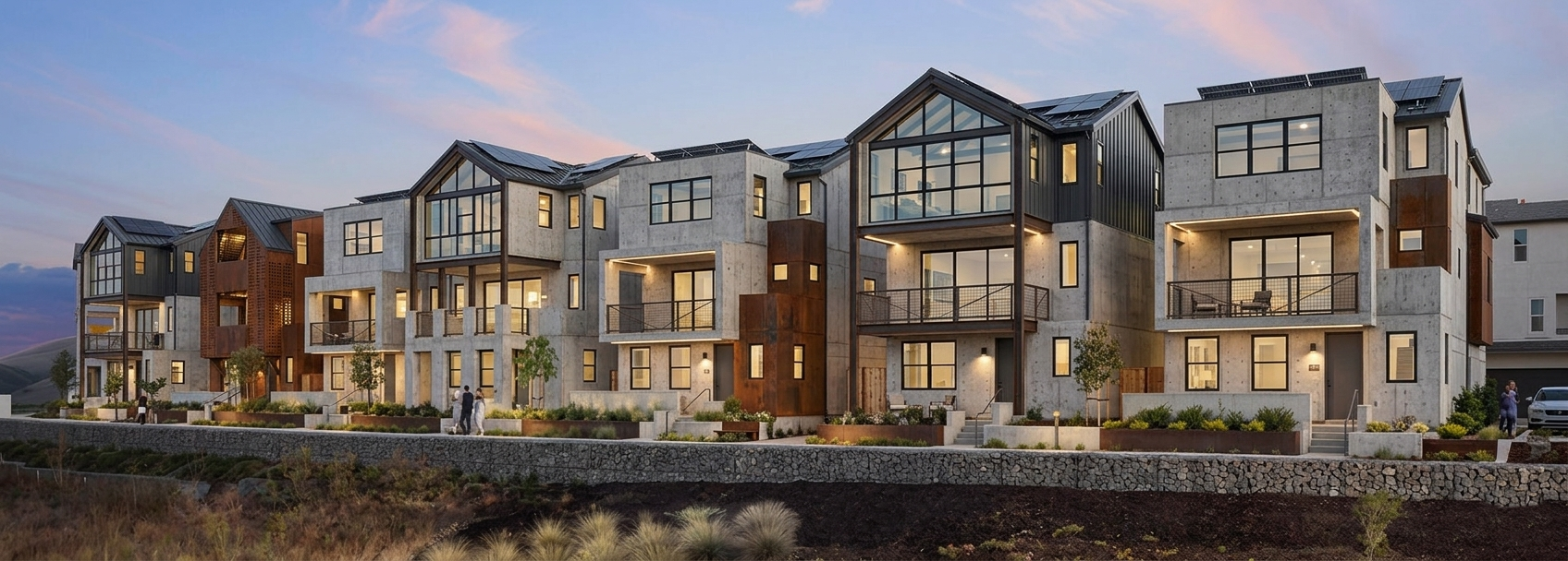 Hillside townhome row